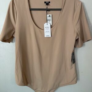 Express Tan Scoop Neck Top